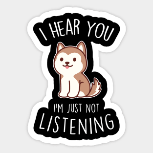 Red Husky Dog Not Listening Sticker